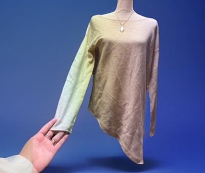 Halogen Beige Asymmetrical Sweater Minimalist Quiet Luxury Sz M Wool/Cashmere