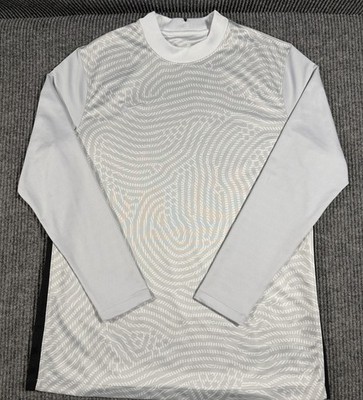 Nike Dri-FIT Shirt Mens Large Abstract Geometric Stretch Swoosh Long Sleeve Gray