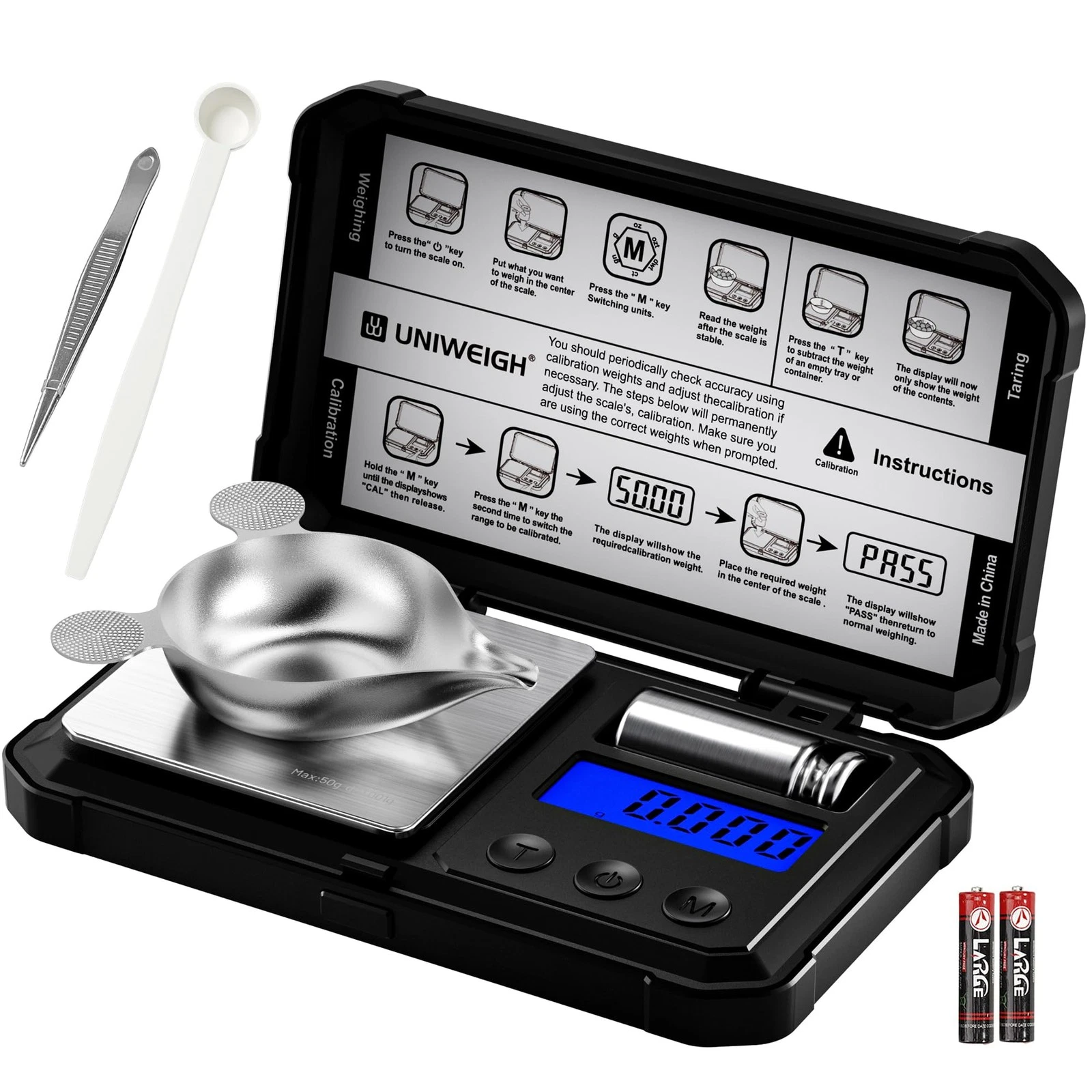 Milligram Scale 50g/0.001g High Precision,Digital mg Scale with LCD/Tare,6 Un...