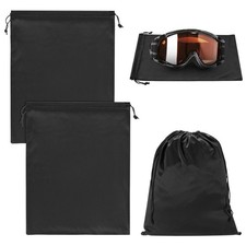 2-Pack Ski Goggle Bag, 11.8" x 9.1" Microfiber Bag for Snow Goggles Black 