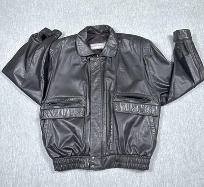 Vintage Pierre Balmain Leather Jacket Mens Large Bomber Paris Classic 90s