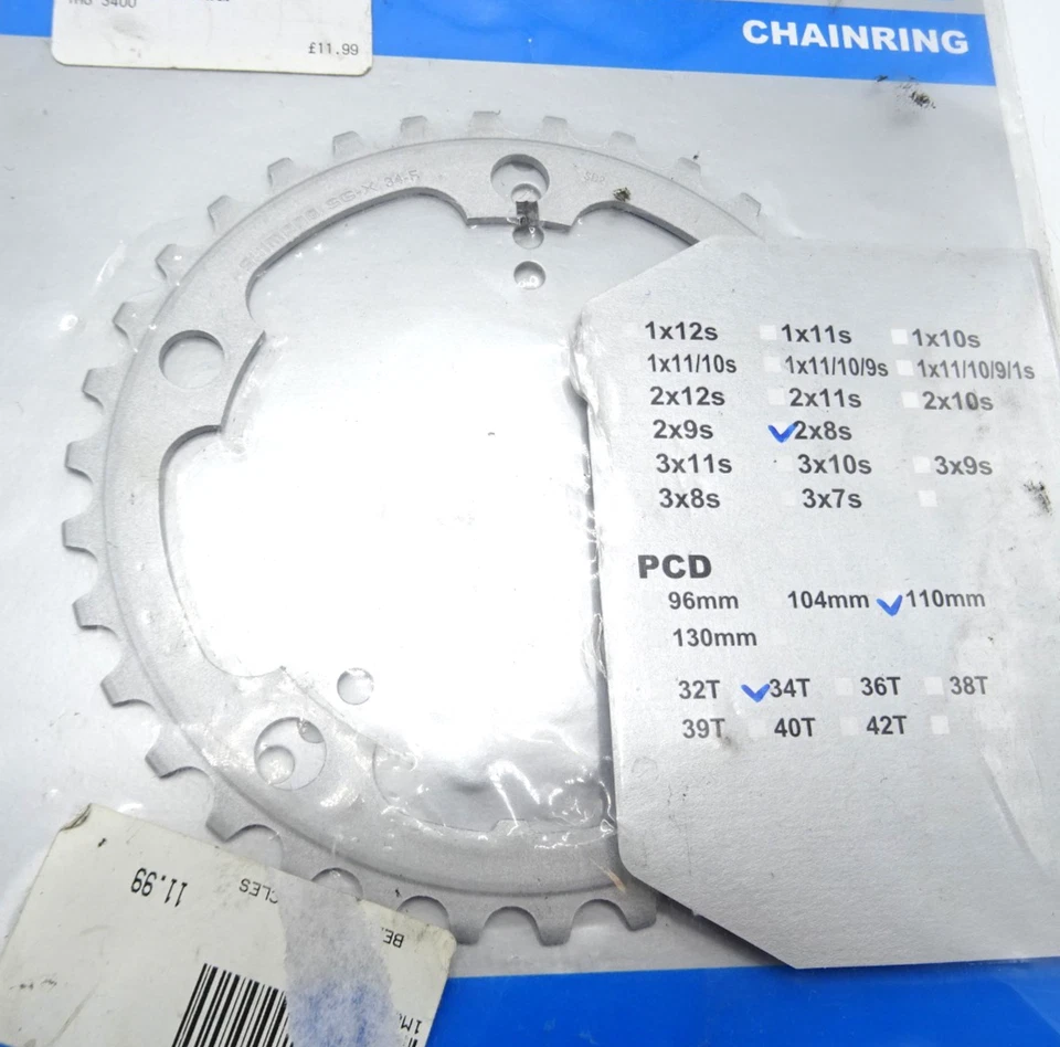 Plato interior para bicicleta de carretera Shimano FC-2350 34T 8 velocidades plateado NOS SH-616-R8 Foto 3 de 4