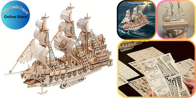 3D-Holzpuzzle Piratenschiff Modell fliegender Holländer Gothic Bauset Geschenkset UK