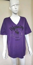 VTG.RARE Wyoming Cody 1890 Rhinestone Cowboy Rodeo V-Neck T-Shirt Made In USA XL