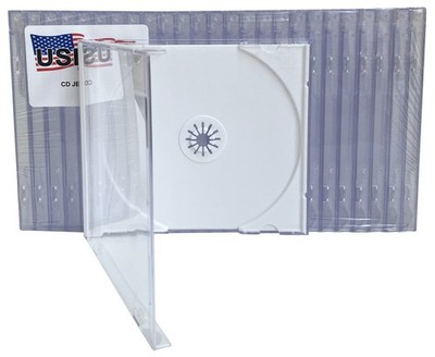 USDISC CD Jewel Cases Standard 10.4mm, Single 1 Disc (White) Lot