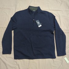 IZOD Men's Thermasoft Quarter-Zip Fleece Sweater Size Large Navy Blue Blazer NWT
