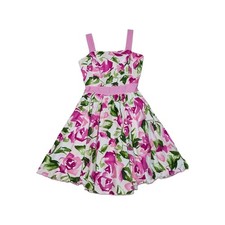 Vintage Y2K Floral Coquette Tea Party Dress Fit Flare Pink Dollcore Dainty Tank