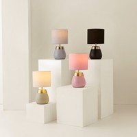Touch Table Lamp Matching Fabric Drum Shade Living Room Bedroom Lights