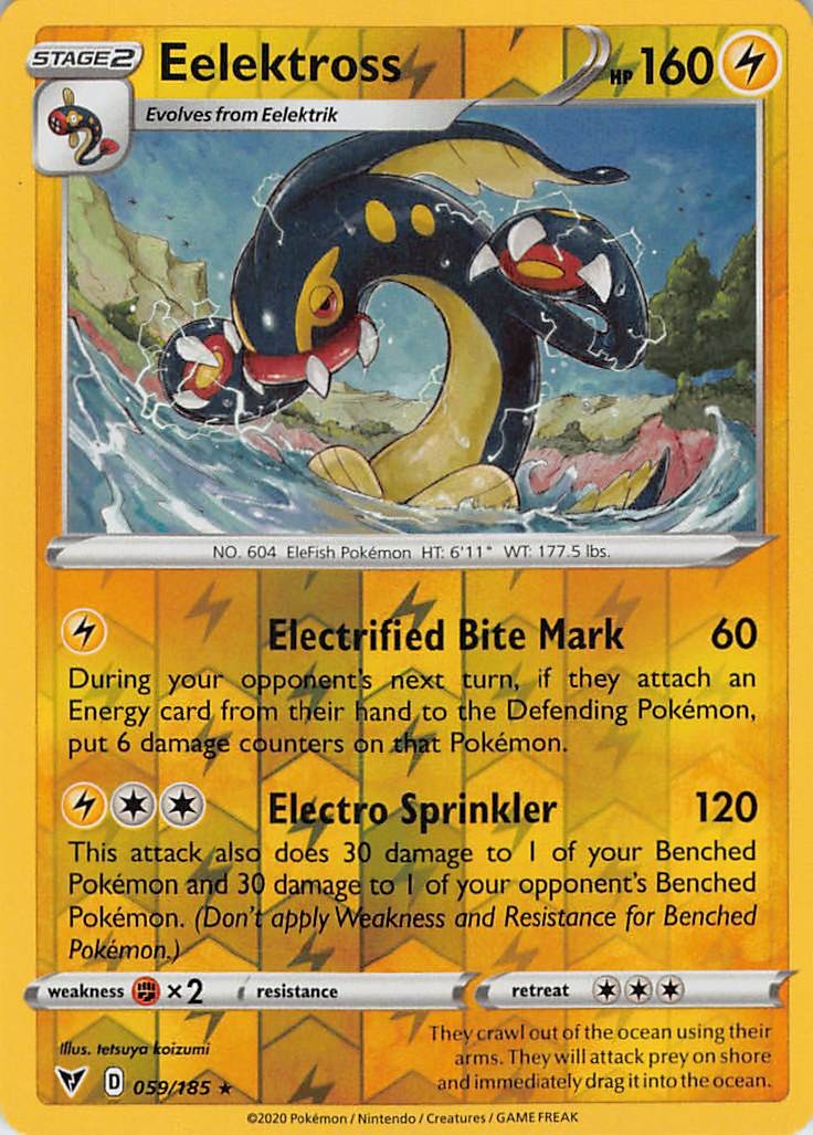 Eelektross #059/185 Pokemon SWSH04: Vivid Voltage Reverse Holo Lightly played