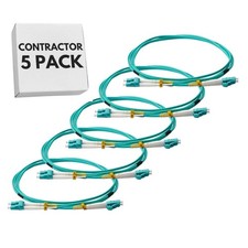 1M OM4 LC to LC Fiber Patch Cable Multimode Duplex Aqua 50/125 5-Pack