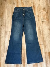 Womens Flare Bell Bottom High Waist Bootcut Button Fly Slim Jeans Vintage sz M