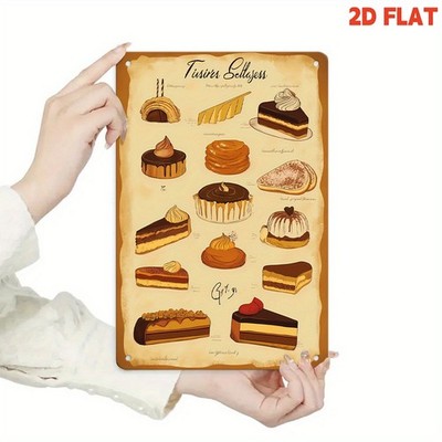 Retro Pastry Assortment Metal Sign Vintage Cafe Wall Art Hanging Decoration Gift