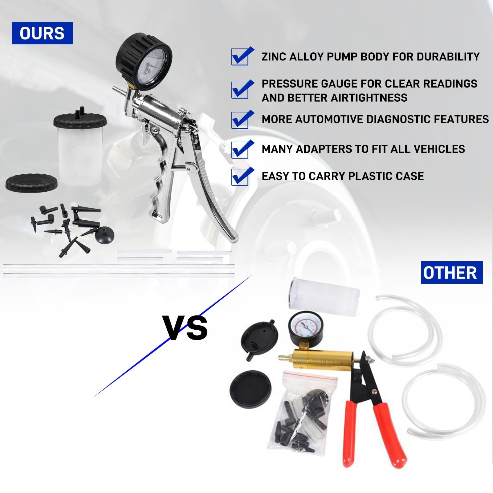 Hand Vacuum Pump Brake Bleeder Kit - Zinc-diecast Metal, Single Per... Fast Ship