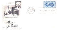 ALBERT EINSTEIN ATOMS FOR PEACE  CANCER RESEARCH 1955 ARTCRAFT CACHET FDC UNADDR