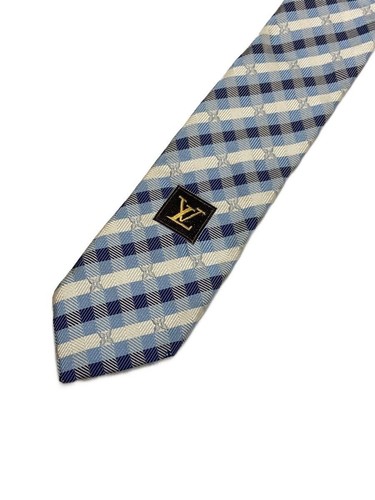 LOUIS VUITTON Necktie Silk Blue Full Pattern Mens Used - Picture 5 of 5
