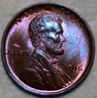 Brilliant Uncirculated 1916-P Lincoln Cent, Gorgeously Toned specimen.