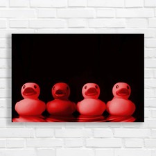Rubber Ducks For A Fun Bathroom Experience Red Canvas Print Large Picture Wall