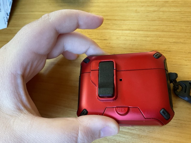 Apple AirPods Pro 3rd Gen metal Case Red/Black w/ Clip Carabiner, Ejector, tape