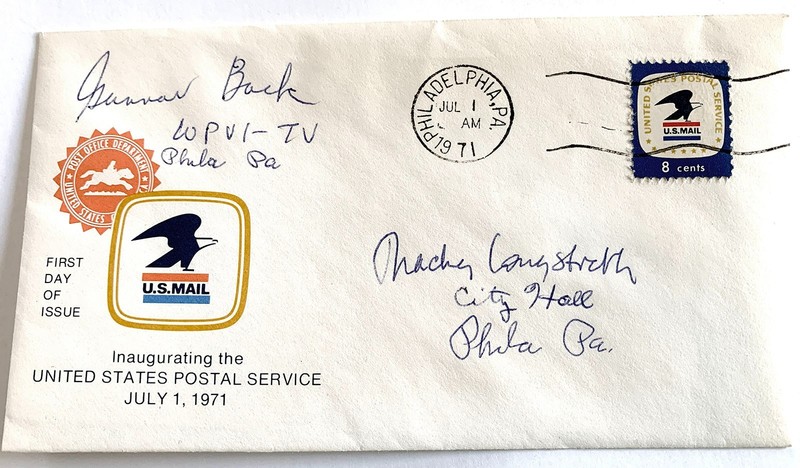 1971 1st Day Issue, Autographed by Phila. Newsman  Back and Longstreth