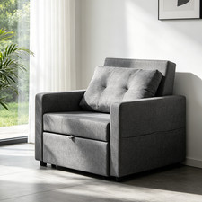 Living Room Pull Out Sofa Bed Convertible Sleeper Couch Recliner Grey 