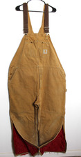 Vtg CARHARTT Quilted Lined Insulated Doublefront Mens 46x28 Canvas Bib Overalls