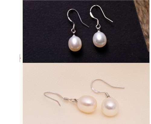 White Freshwater Pearl 925 Sterling Silver Plated Hook Drop/Dangle Earrings Gift
