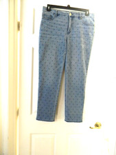 Chico's, So Slimming Girlfriend, Blue Polka Dotted Jeans Chico's Sz. 1R, US 8R