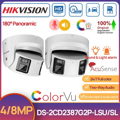 Hikvision 4MP 8MP 180° Panoramic 2-Way Audio ColorVu Camera DS-2CD2387G2P-LSU/SL