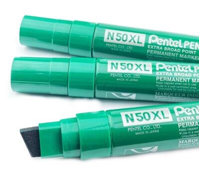 Pentel N50XL Extra large Broad Permanent Marker - Chisel tip - Pack of 3 - Green