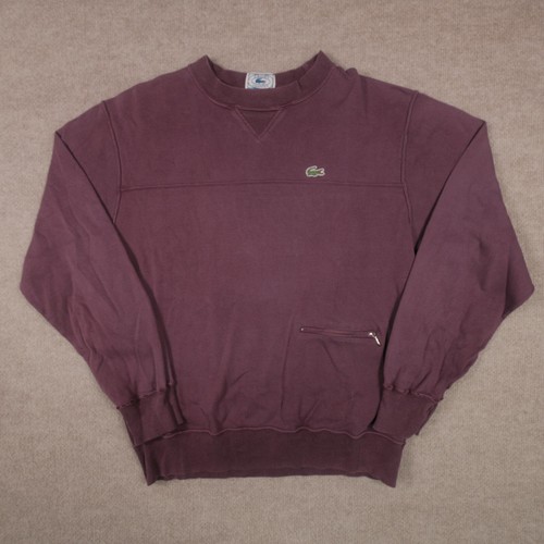 Vintage Izod Lacoste Men's Large Purple Long Sleeve With Zip Pocket Rare Rugby
