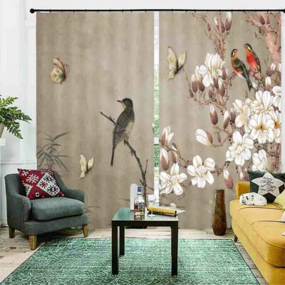 Bird Progress Lock Sky 3D Curtain Blockout Photo Printing Curtains Drape Fabric