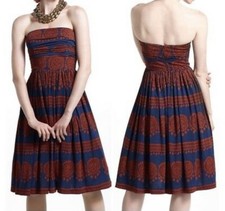 Anthropologie Girls From Savoy Oxidized Medallions Strapless Tulle Lined Dress