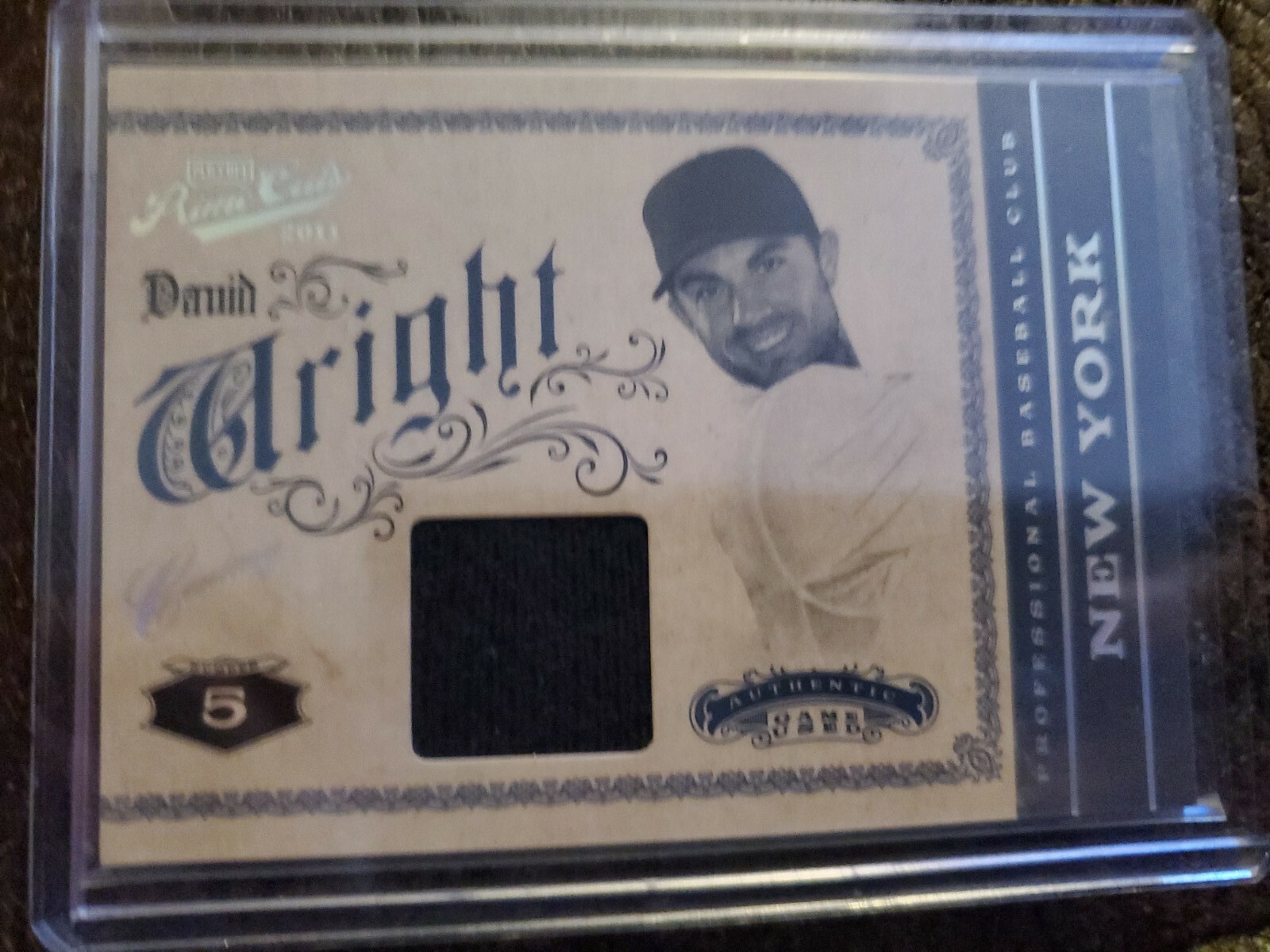 2011 PLAYOFFS PRIME CUTS MATERIALS DAVID WRIGHT SILVER GAME USED JERSEY #/49 NY