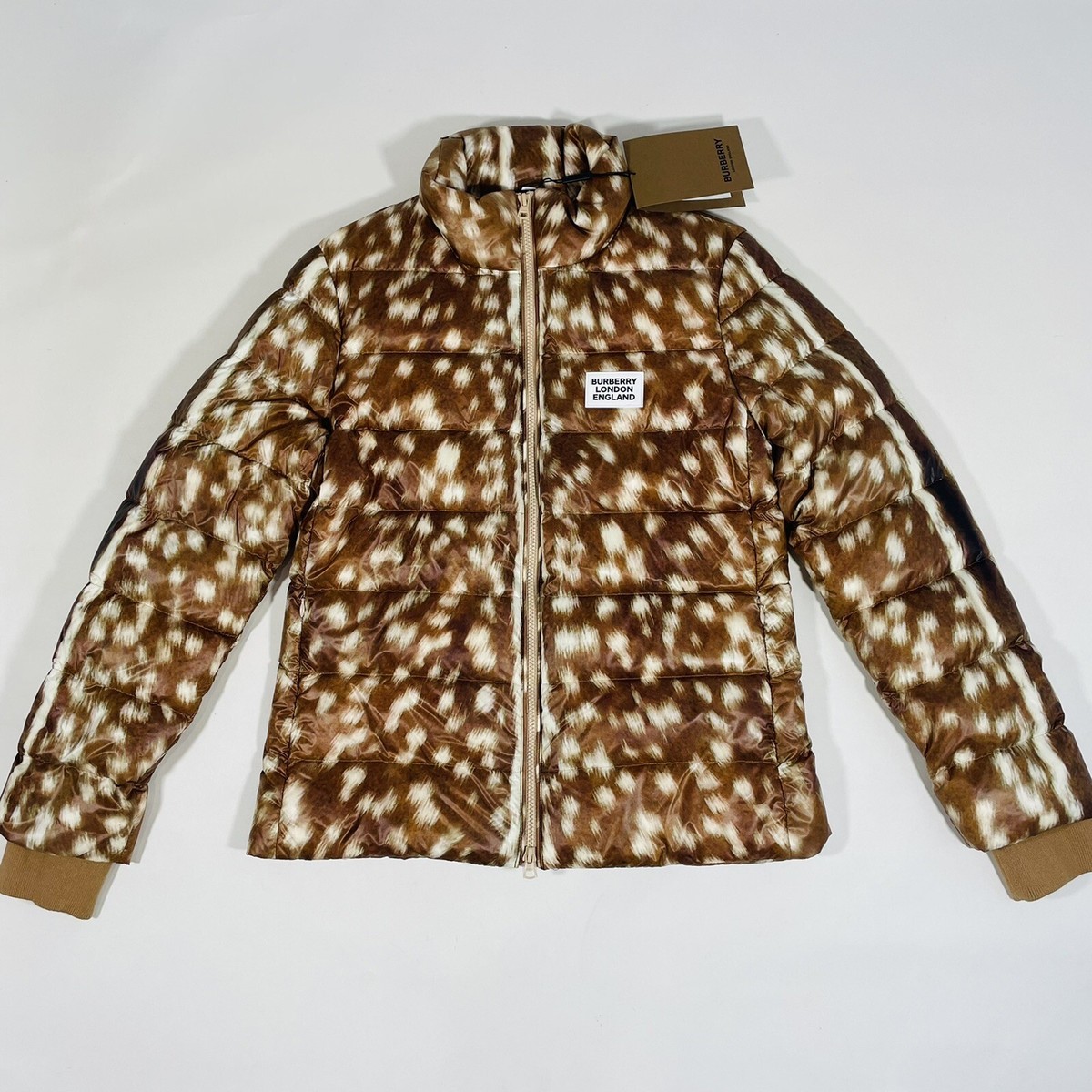 Burberry Colinton Deer Print Down Light Puffer Jacket Honey