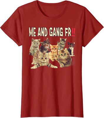 Me And Gang Fr Cat Lover Cute Feline Pet Owner Ladies' Crewneck T-Shirt