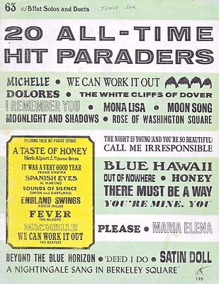 20 All-Time Hit Paraders #63 Music Book B Flat Solos & Duets 