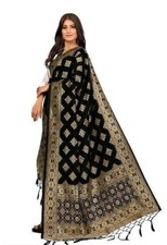 Indian Floral Banarasi Dupatta Zari work /Art Silk Woven Brocade Long Scarve