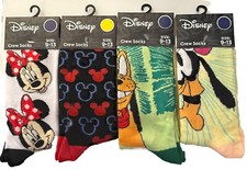 DISNEY 4 PAIRS W/DIFFERENT CHARACTER DESIGNS CREW SOCKS SIZE 9- 13 NEW WITH TAGS