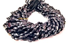 Natural Black Spinel Oval Faceted 6x8-7x9mm Gemstone Beads 18"Inch 1 Necklace