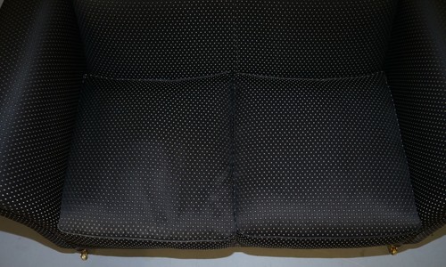 HAND MADE BLACK & SILVER UPHOLSTERED SOFA LIGHT MAHOGANY FRAME PART OF A SUITE - Picture 7 of 12