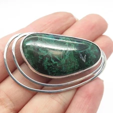 925 Sterling Silver Vintage Israel Real Eilat Gemstone Pin Brooch