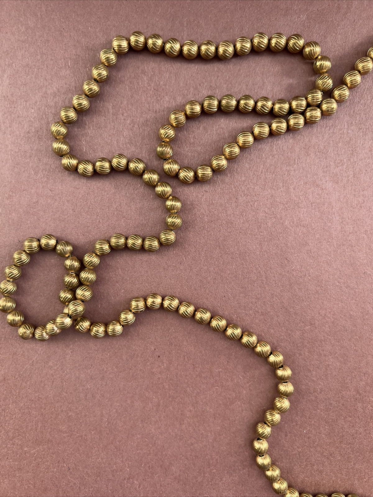 Vintage Mid Century Long Gold Tone Textured Metal… - image 4