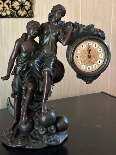 Vintage Crosa Clock Man and Woman Statue *Working* See Video - Picture 3 of 19