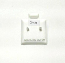 925 Sterling Silver 2mm Round CZ Stud Earrings Butterfly Backing