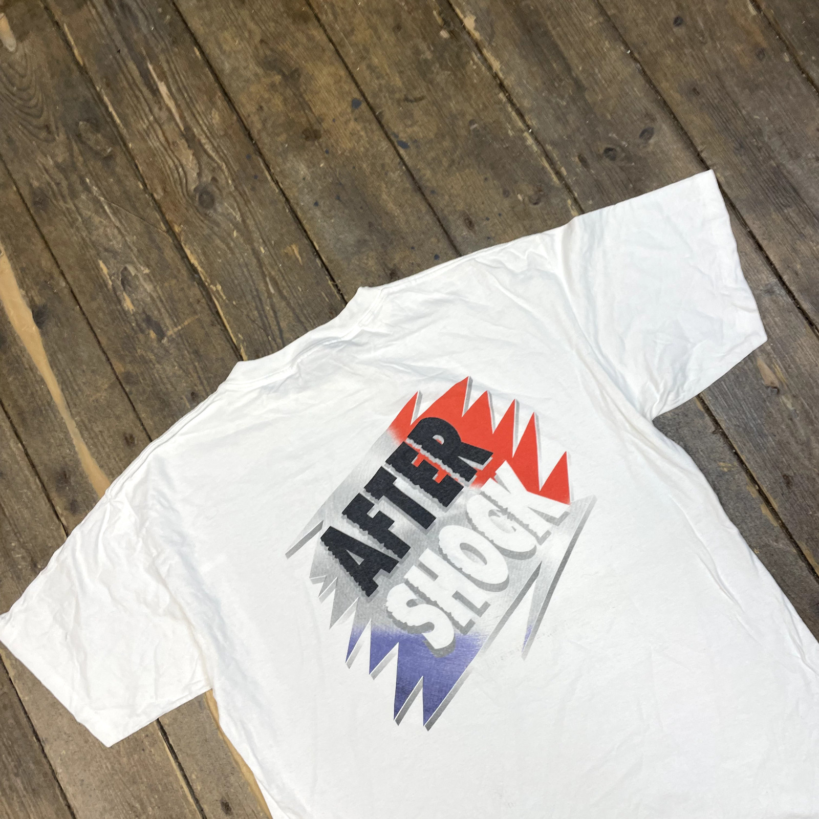 After Shock T-Shirt Mens Vintage Y2K Graphic Print Short Sleeve Tee, White XL image 3
