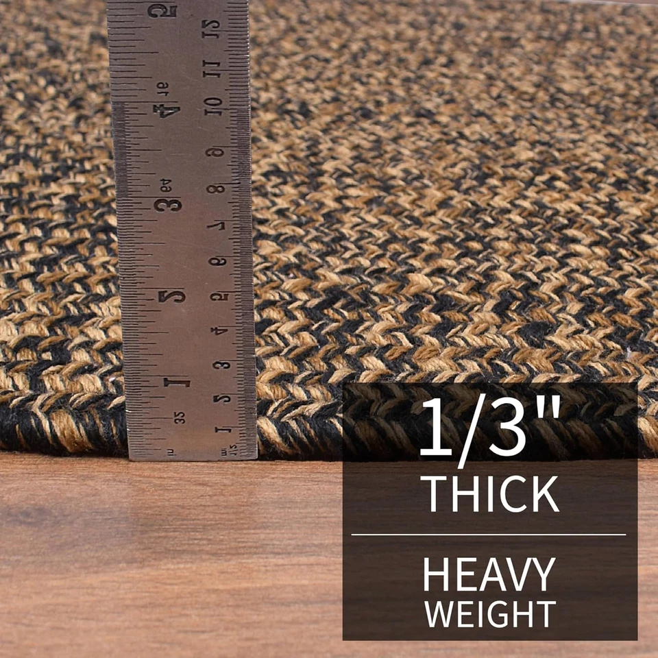 Alfombra trenzada negra/dorada - Alfombrilla de puerta de entrada - Kit de granja interior exterior de 2X3 pies Foto 4 de 4