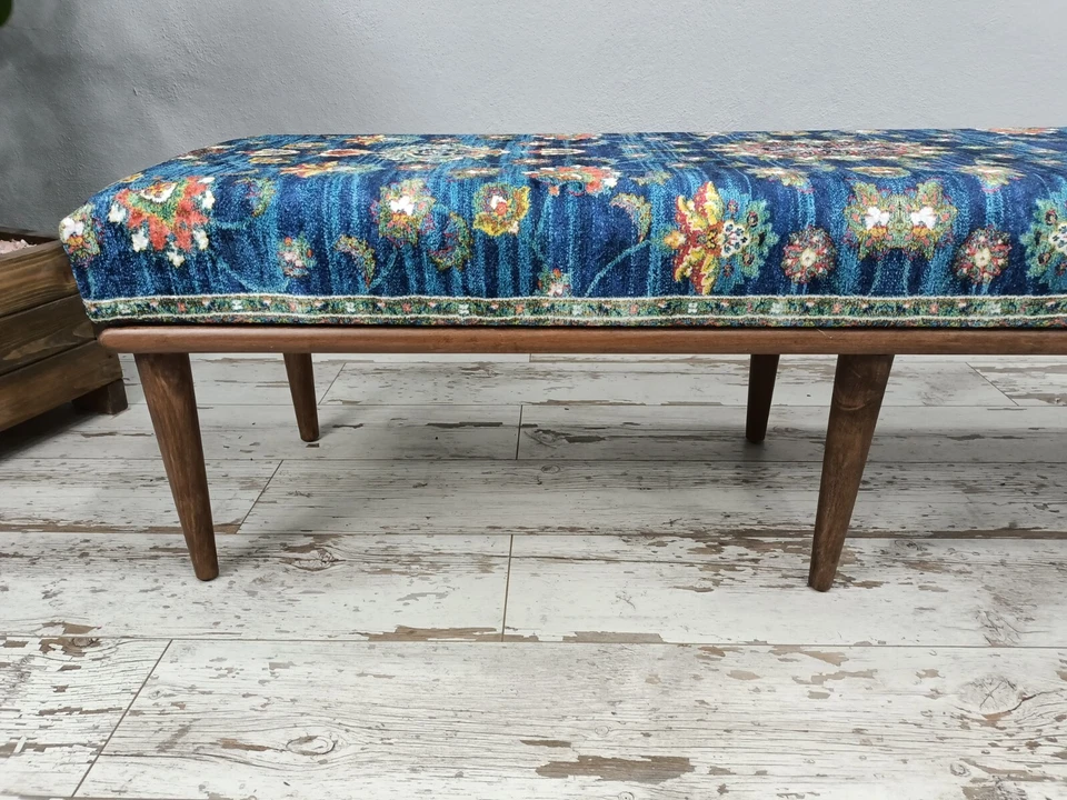 Bench for bedroom, Artisan furniture, Piano bench, Kilim design bench, - Image 3 of 4