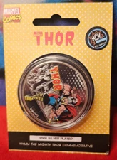 Marvel Limited Edition .999 Silver Plated Thor Collectible Coin