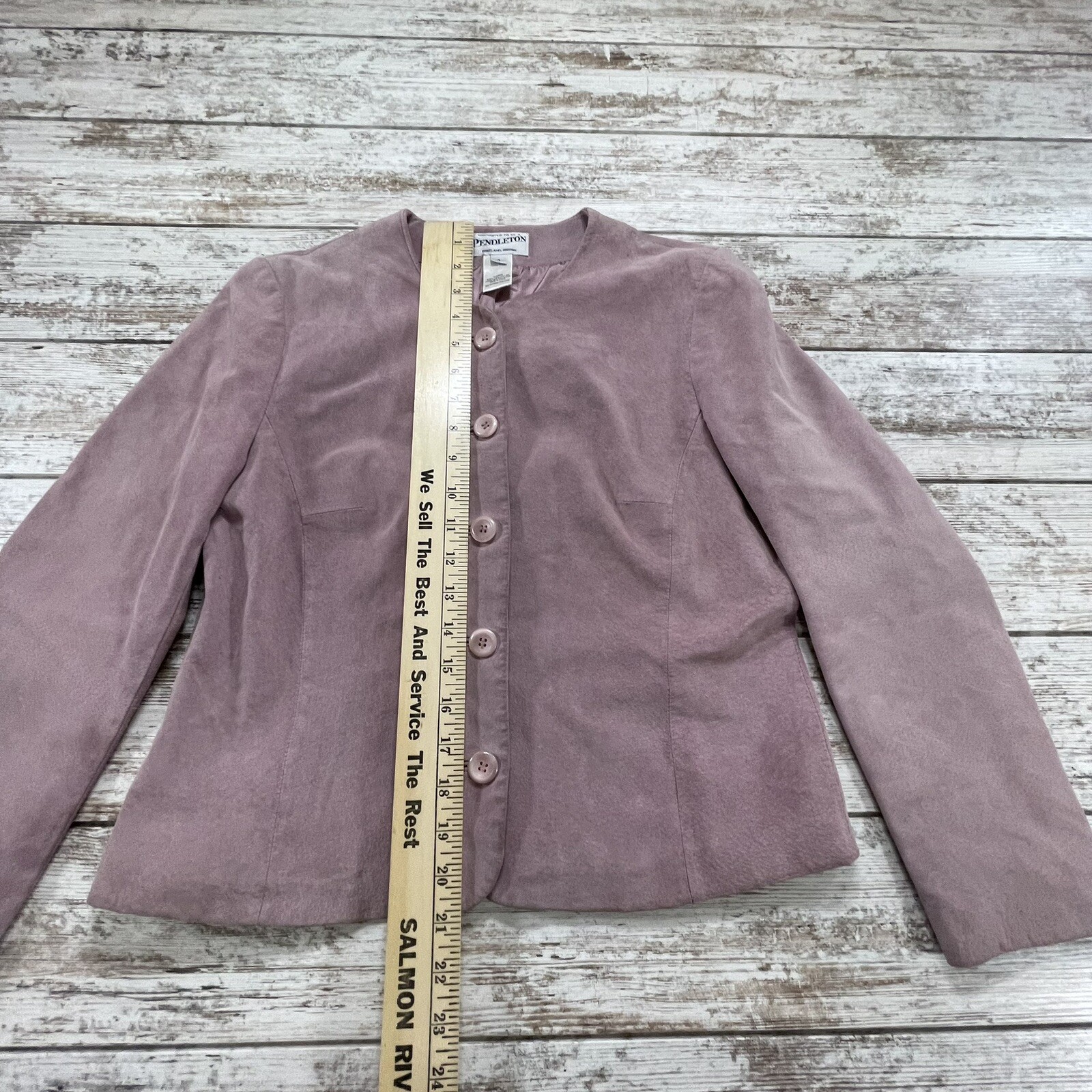 Pendleton Pink Suede Leather Jacket Button Front … - image 9