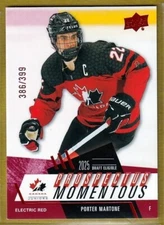 2024-25 Team Canada Juniors Prospectus Momentous Red PM 31 - Porter Martone /399